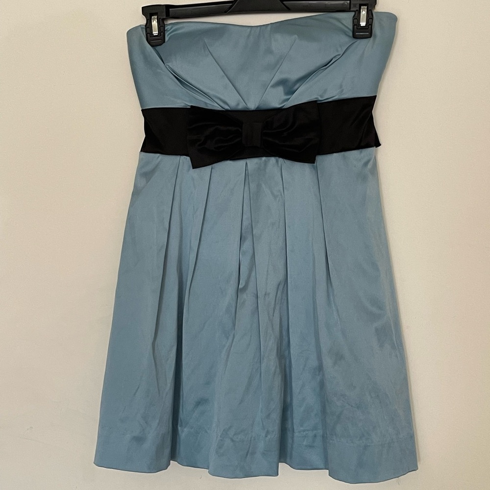 Strapless baby blue dress